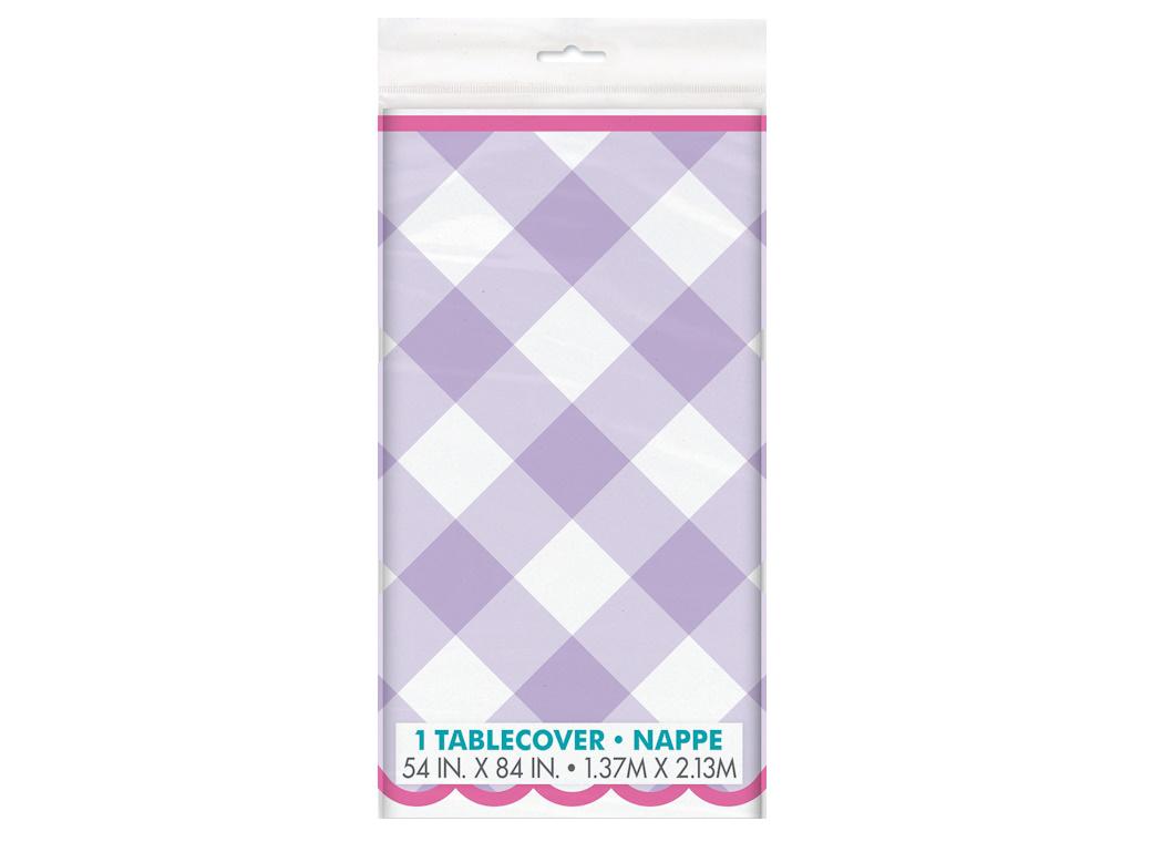 Purple Gingham Plastic Tablecover