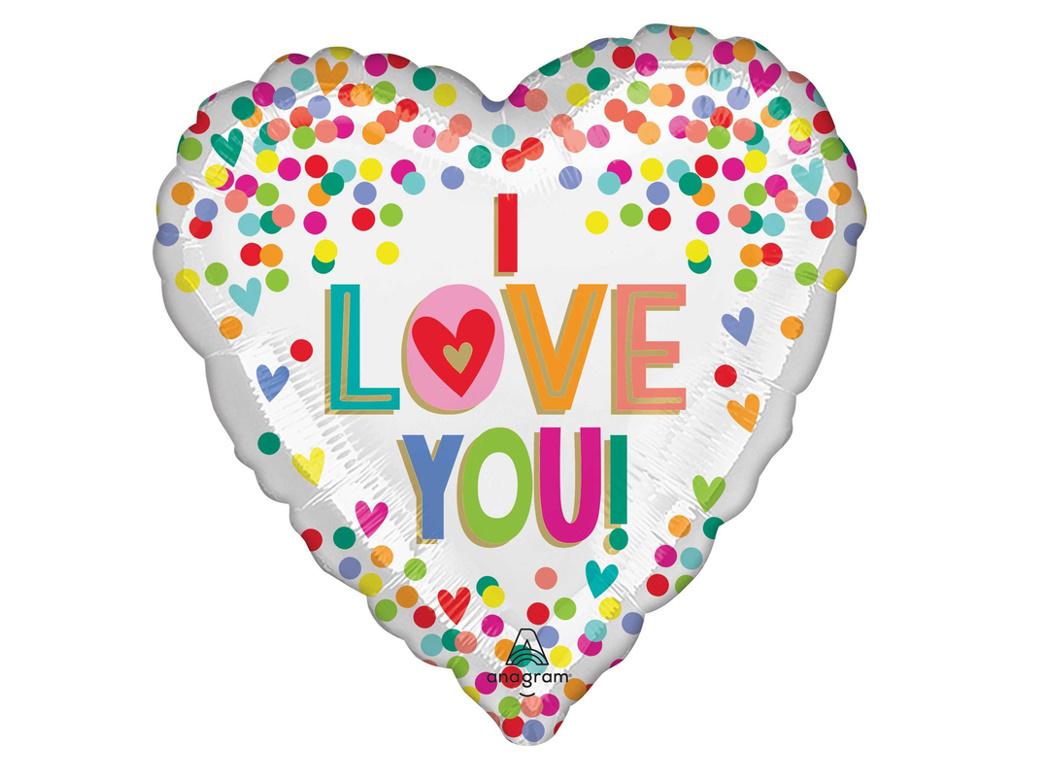 I Love You Rainbow Dots Foil Balloon