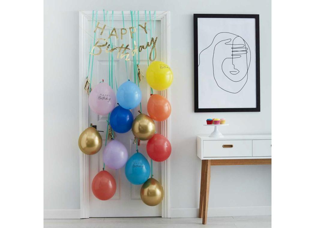 Rainbow & Gold Happy Birthday Balloon Door Kit