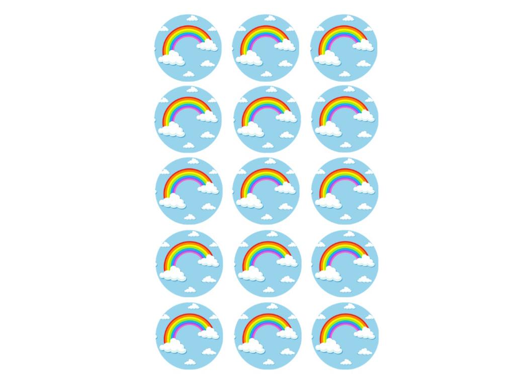 Edible Icing Cupcake Images - Rainbow Sky