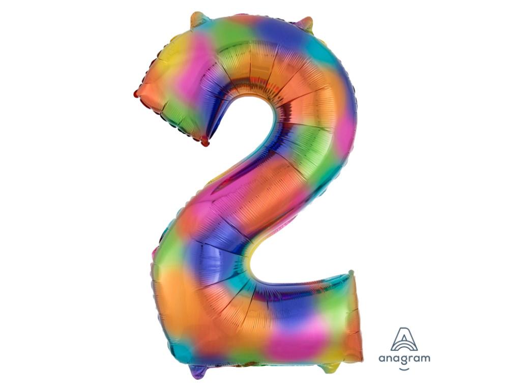 Rainbow Splash Number 2 Foil Balloon