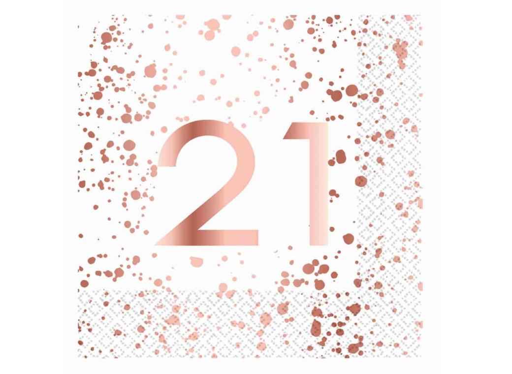 Rose Gold 21 Lunch Napkins 16pk