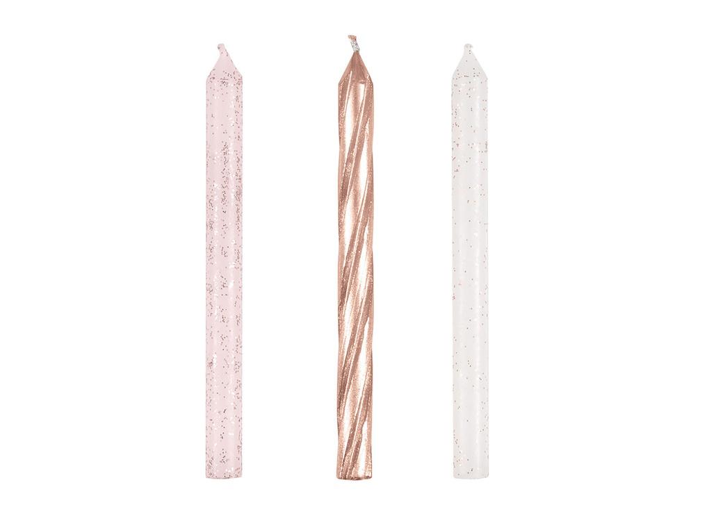Rose Gold Assorted Spiral Candles 24pk
