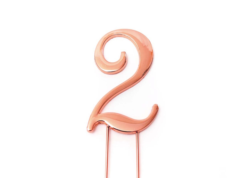 Rose Gold Cake Topper - Number 2