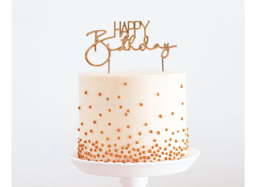 Rose Gold Metal Cake Topper - Happy Birthday