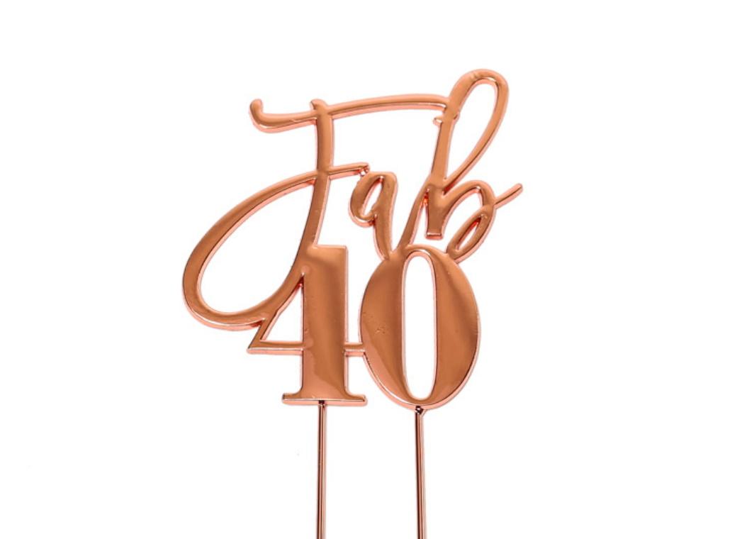 Rose Gold Plated Cake Topper - Fab 40