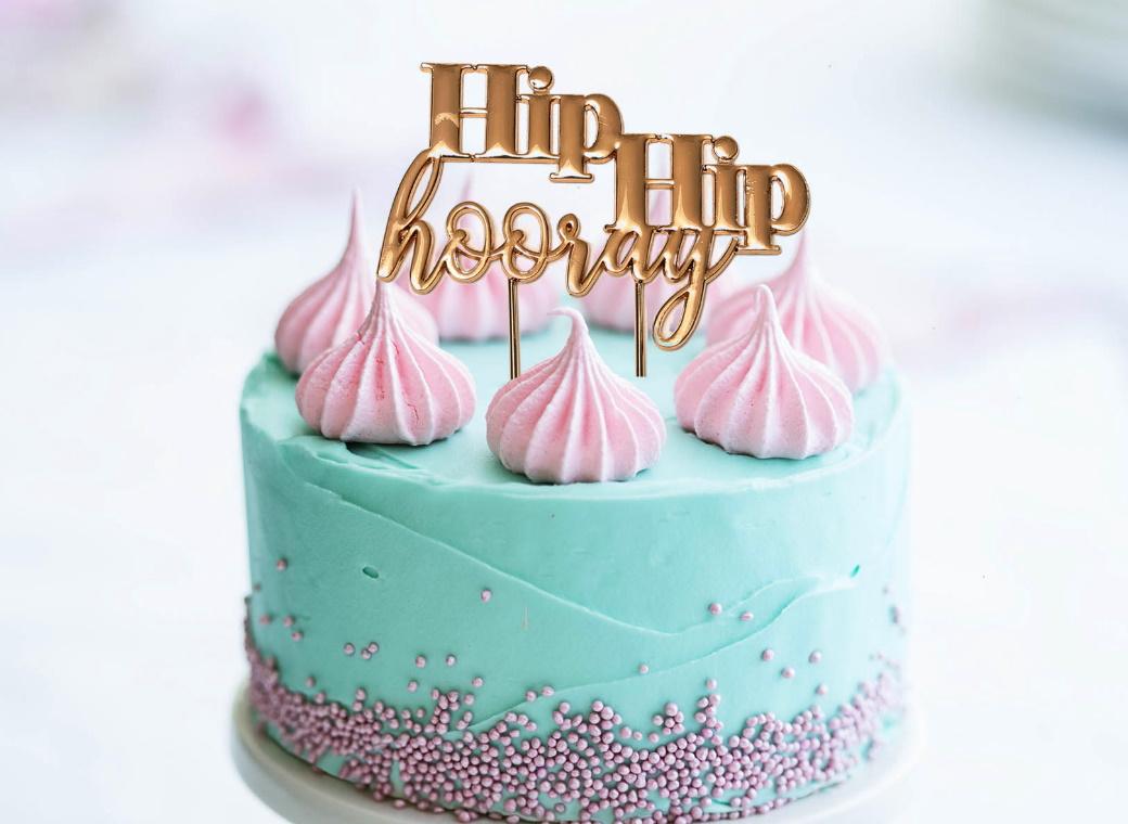 Rose Gold Plated Cake Topper - Hip Hip Hooray