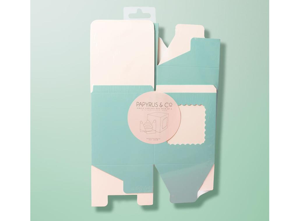 Scalloped Single Cupcake Box 6pk - Pastel Blue