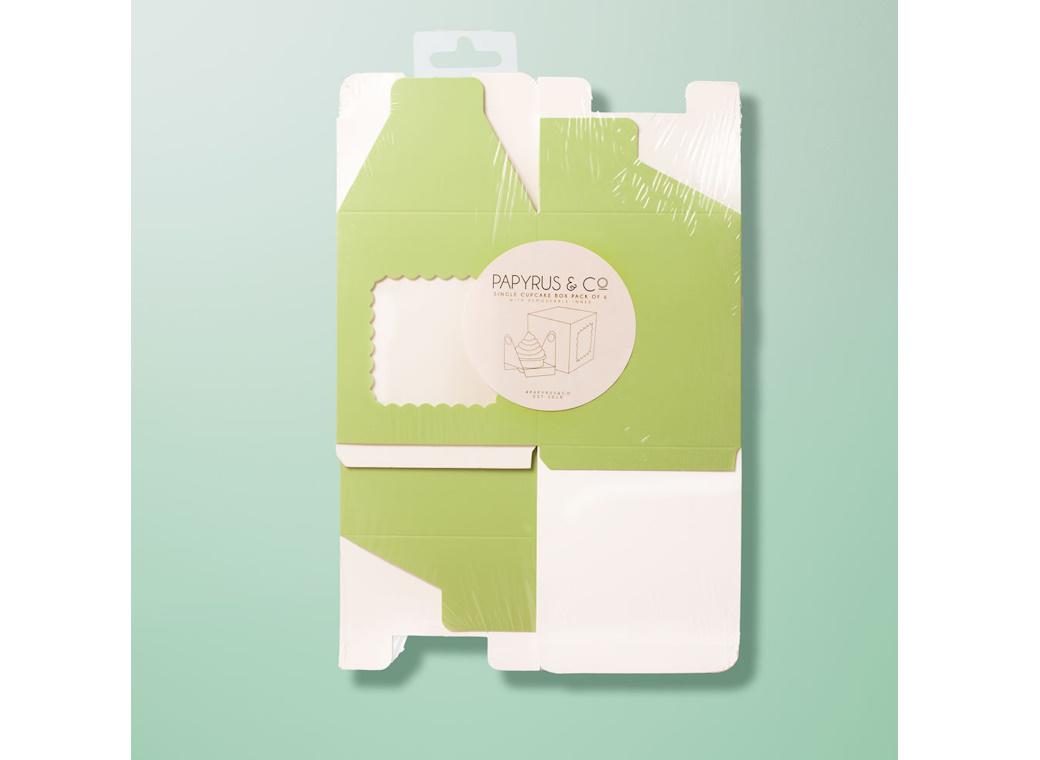 Scalloped Single Cupcake Box 6pk - Pastel Green