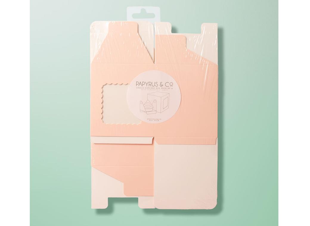 Scalloped Single Cupcake Box 6pk - Pastel Pink