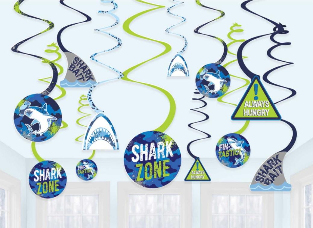 Shark Party Hanging Swirl Decorations