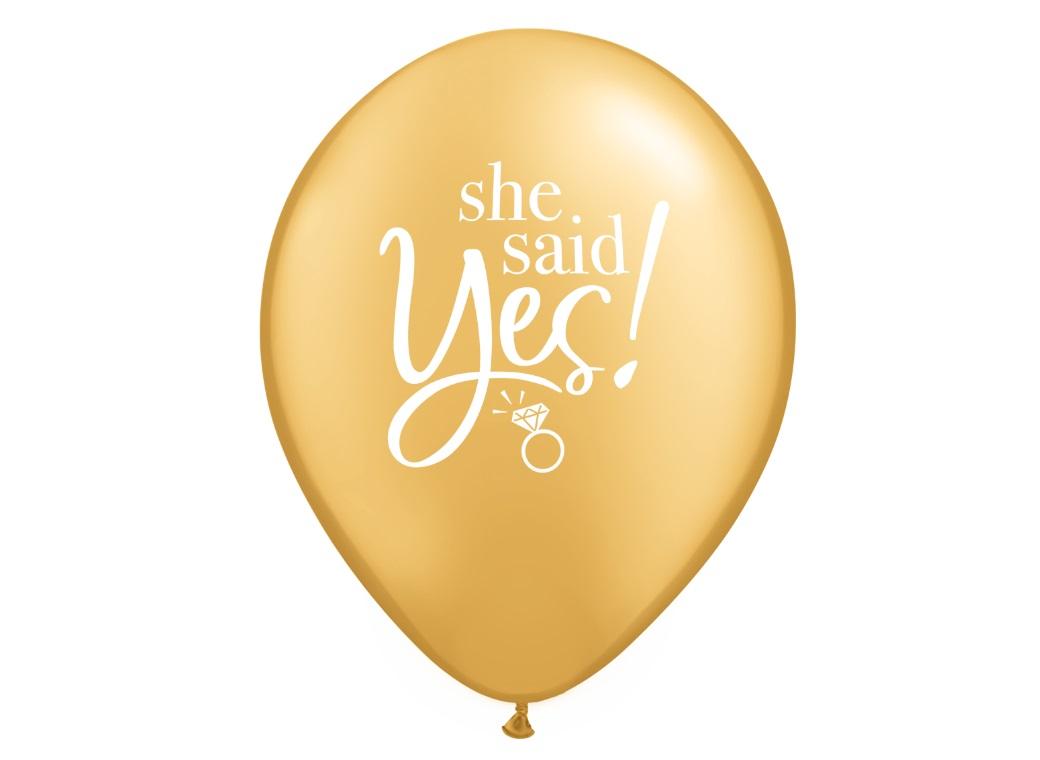 She Said Yes Gold Balloon 5pk