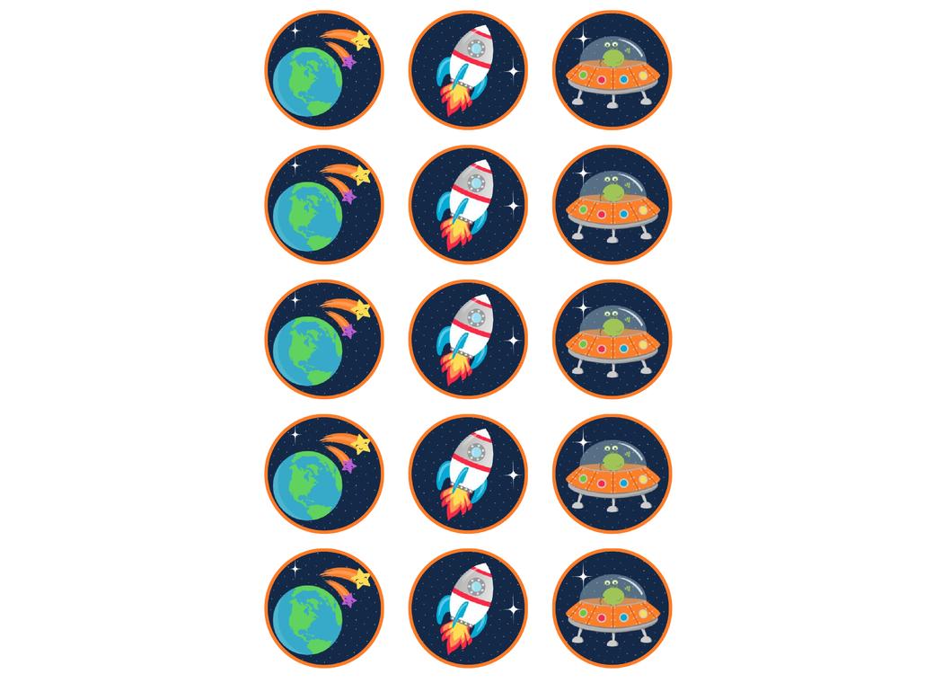 Edible Icing Cupcake Images - Space