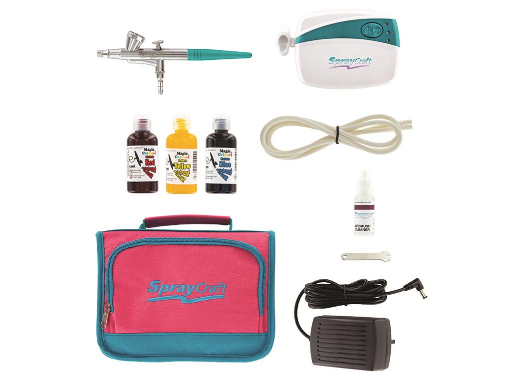 SprayCraft Airbrush & Compressor Kit (with dated colours)