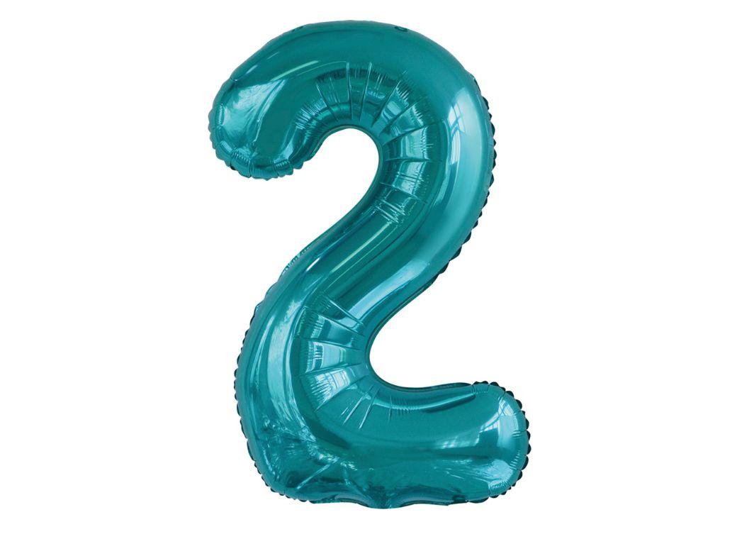 86cm Teal Number Balloon - 2