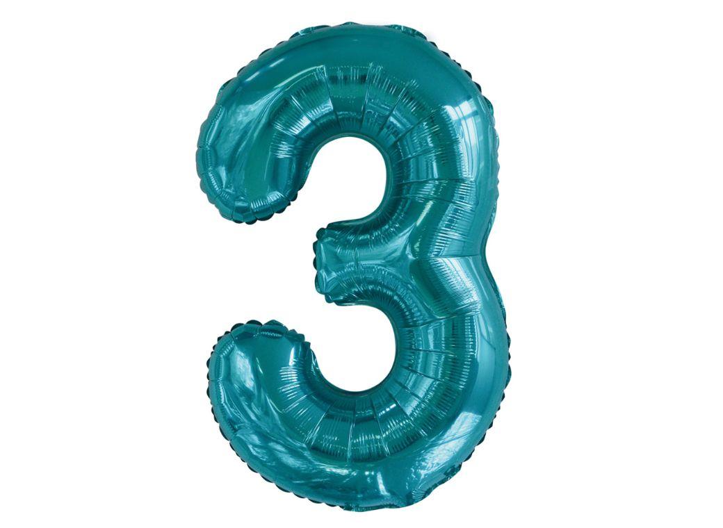 86cm Teal Number Balloon - 3