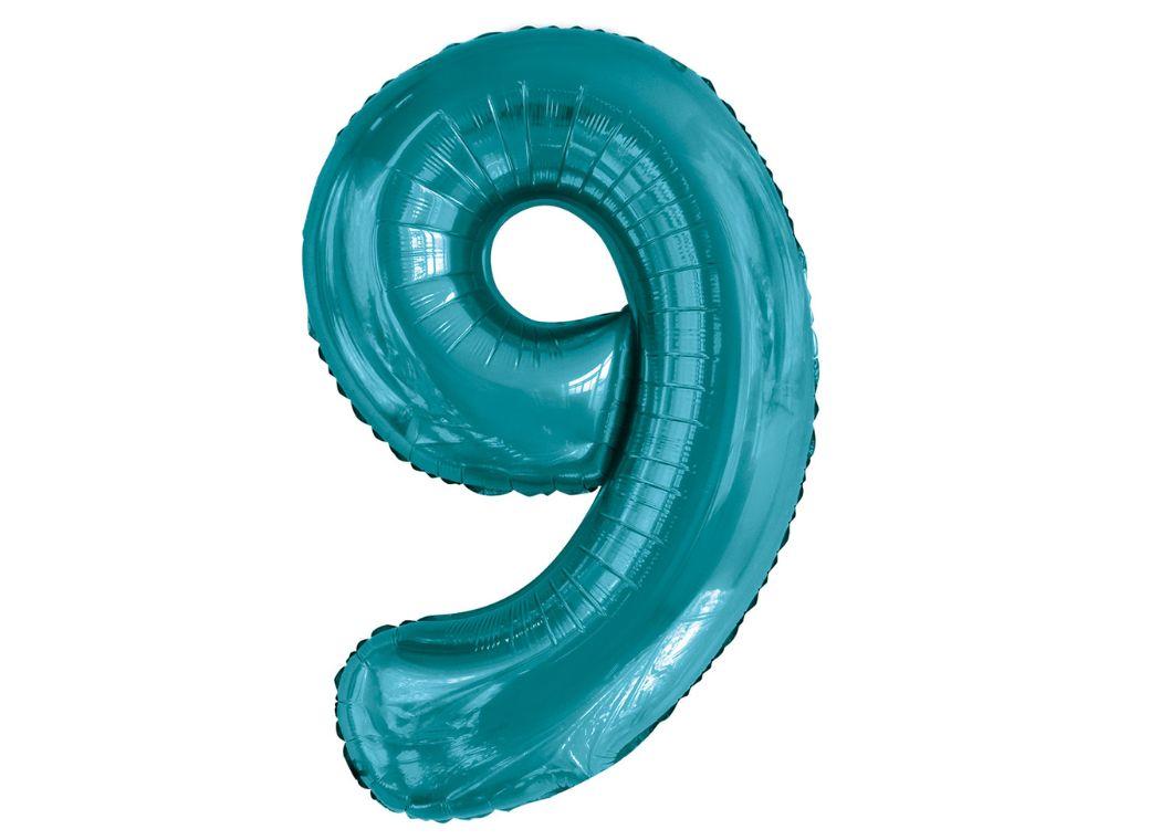 86cm Teal Number Balloon - 9