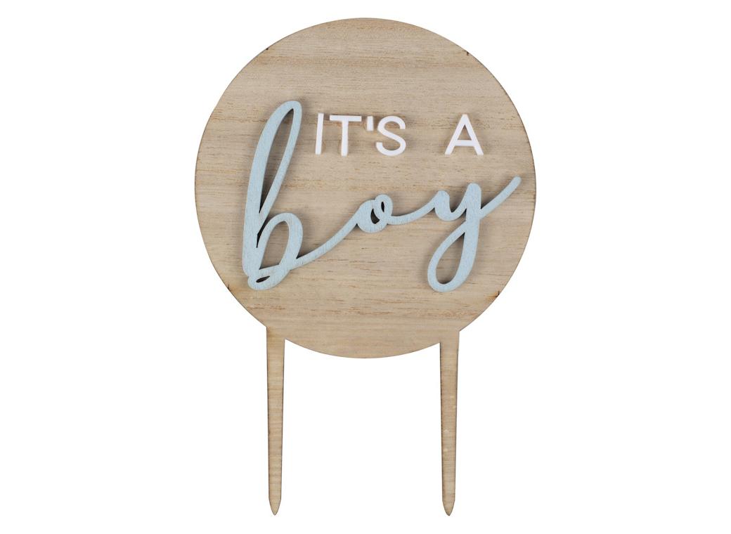 Teddy Bear Baby Boy Cake Topper