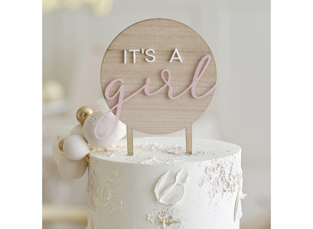 Teddy Bear Baby Girl Cake Topper