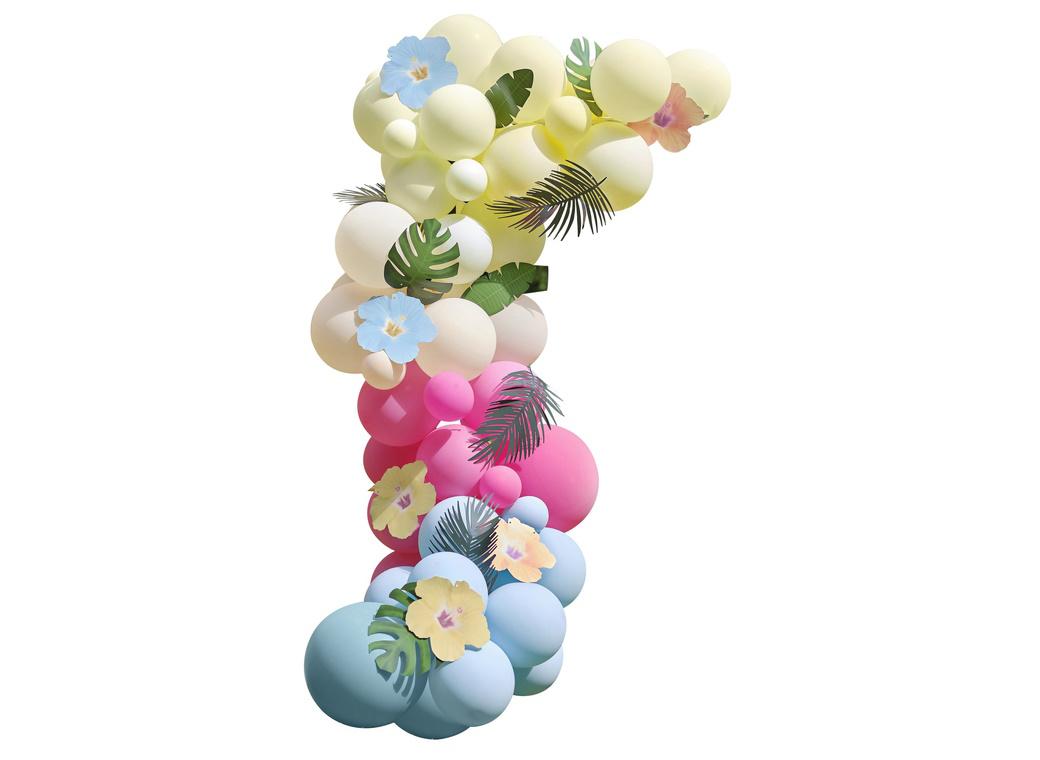 Tiki Tropics Balloon Arch with Flowers & Foliage