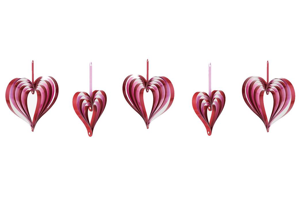 Red & Pink Hearts Hanging Decorations 5pk