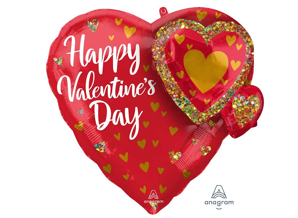Happy Valentine's Day Glitter Multi-Balloon
