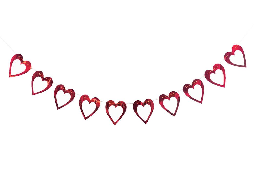 Red Foil Hearts Garland