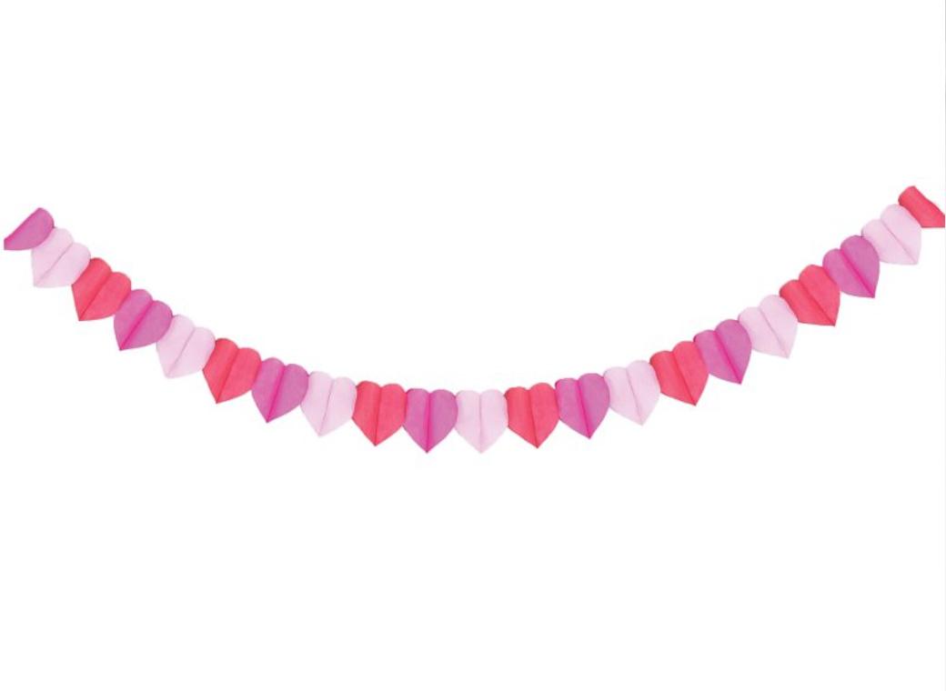 Pink Hearts Paper Banner
