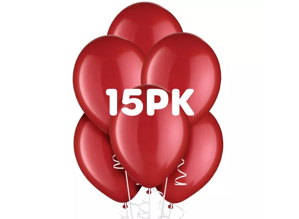Value Balloons 15pk - Pearl Red