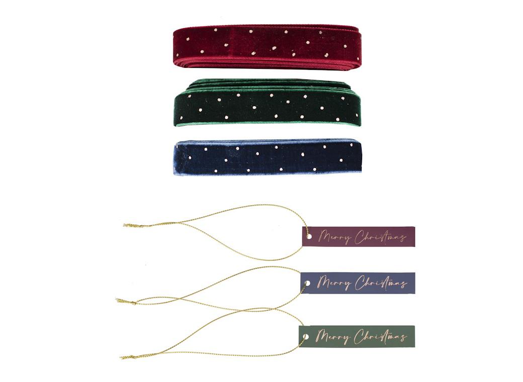 Velvet Luxe Christmas Gift Tags & Ribbon Set