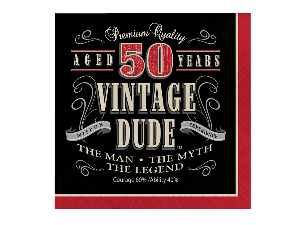 Vintage Dude 50th Birthday Lunch Napkins 16pk