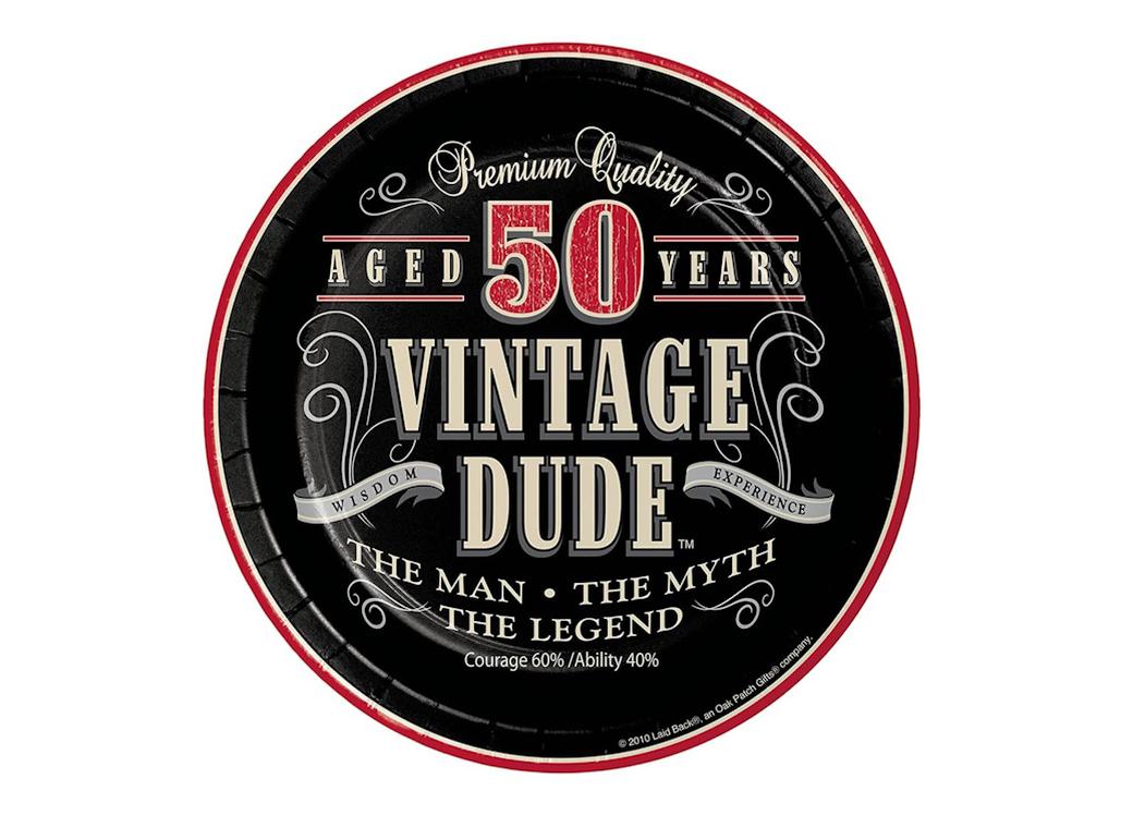 Vintage Dude 50th Birthday Lunch Plates 8pk