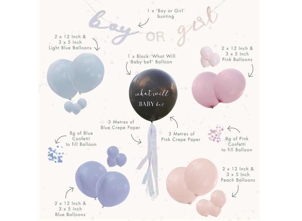 What Will Baby Be? Gender Reveal Balloon Kit