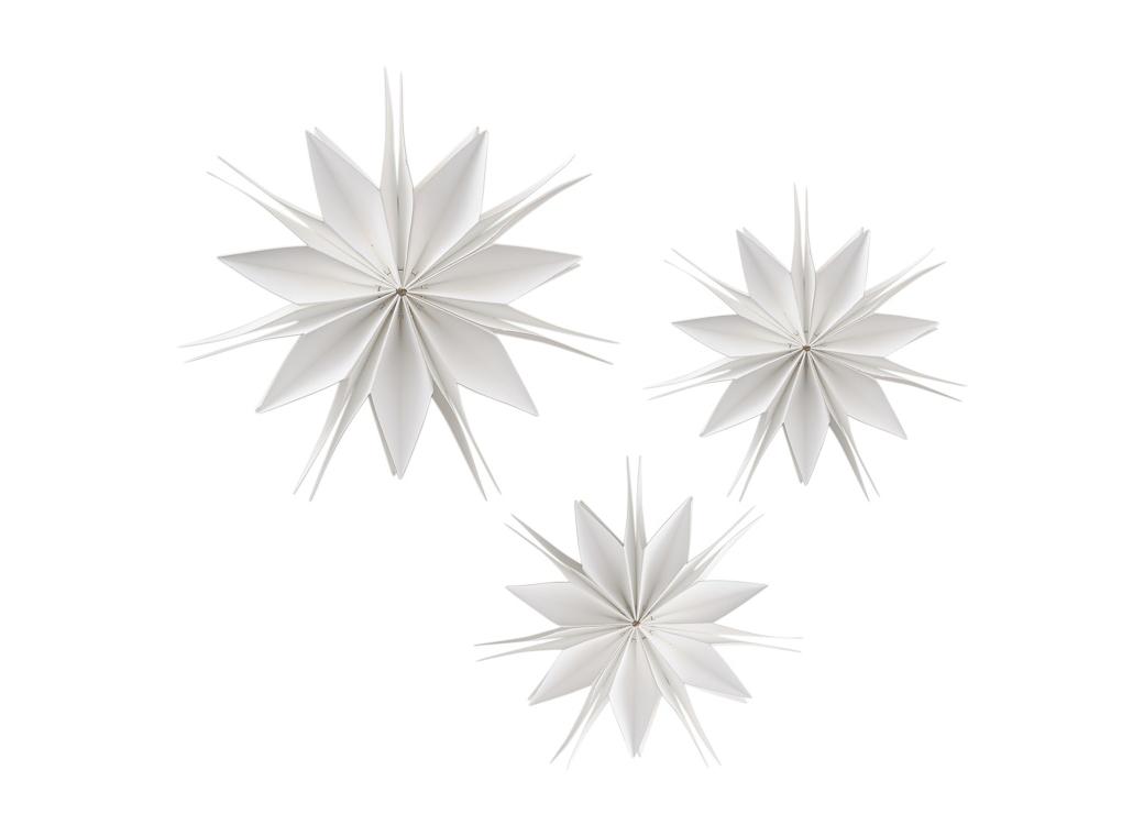 White Christmas Star Decorations 3pk