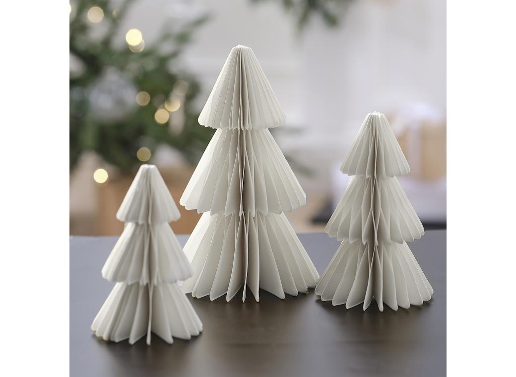 White Christmas Tree Honeycomb Decorations 3pk