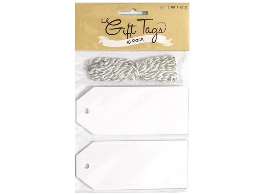 Gift Tags with Twine 10pk - White