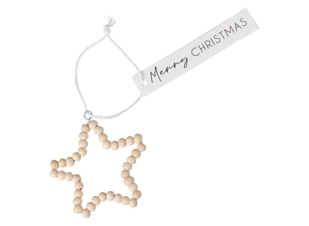 Wooden Beaded Star Christmas Gift Tags 4pk