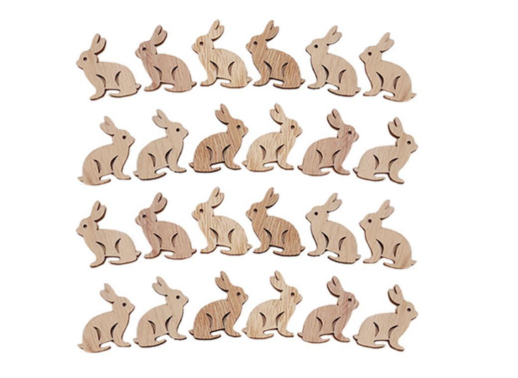 Wooden Rabbit Decorations 24pk