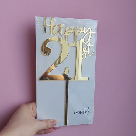 Happy 21st Cake Topper - Gold