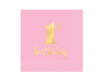 1st Birthday Pink Beverage Napkins 16pk