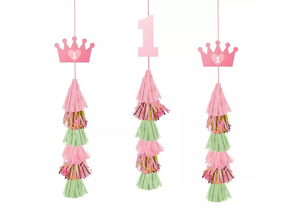 1st Birthday Pink Dangle Tassel Decorations