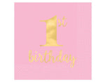 1st Birthday Pink Lunch Napkins 16pk