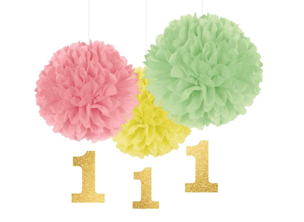 1st Birthday Pink Fluffy Decorations