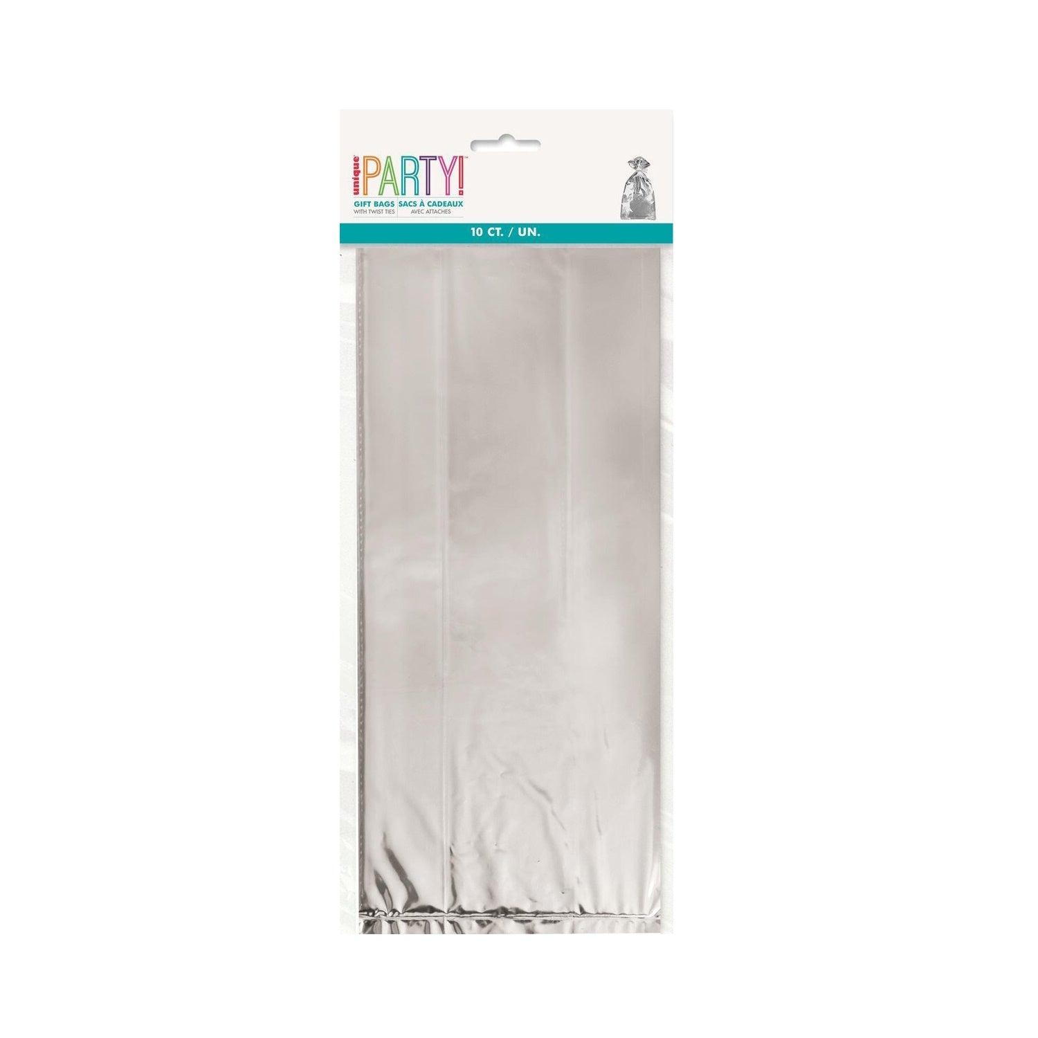 Metallic Silver Cello Bags - 10pk
