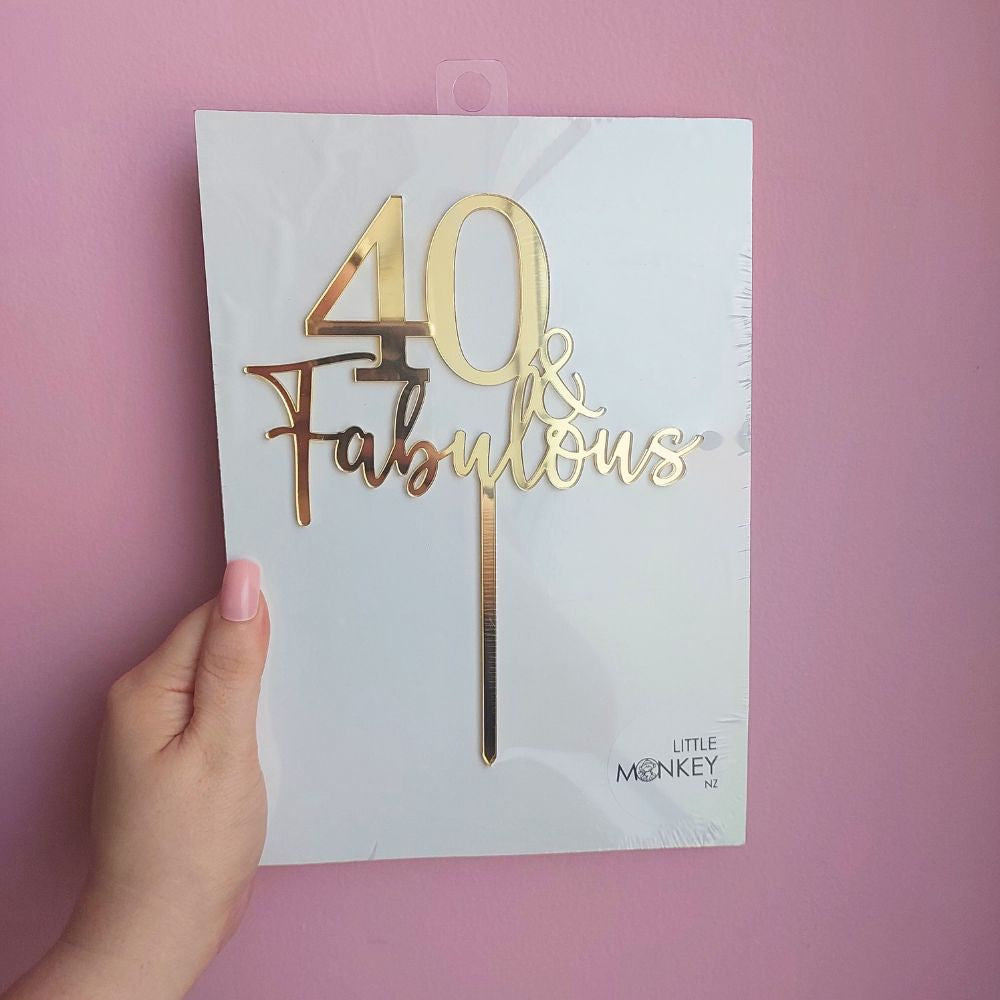 40 & Fabulous Cake Topper - Gold