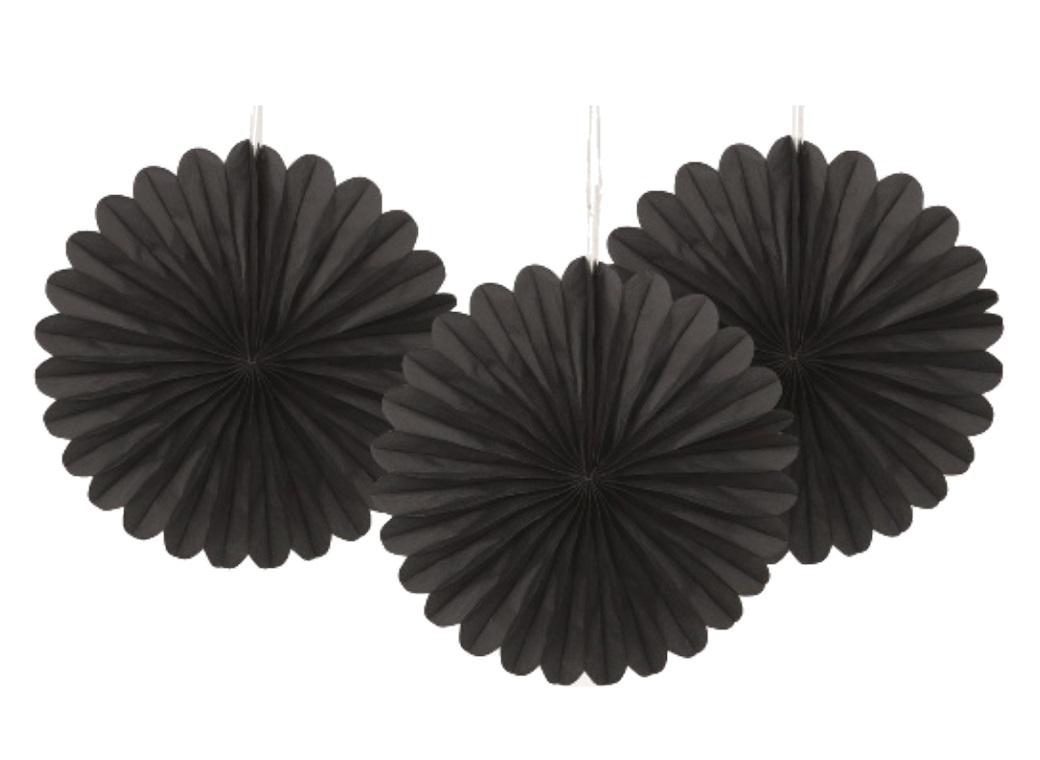 3 Pack Tissue Fans - Black