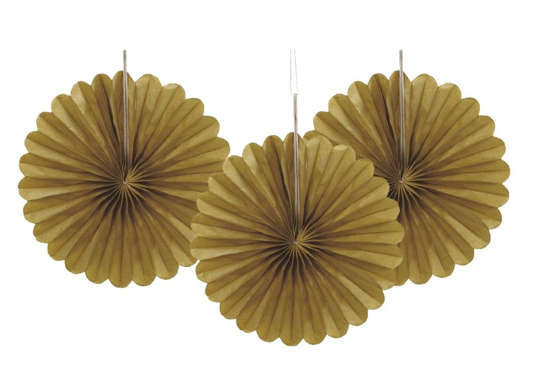 3 Pack Tissue Fans - Gold