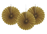 3 Pack Tissue Fans - Gold