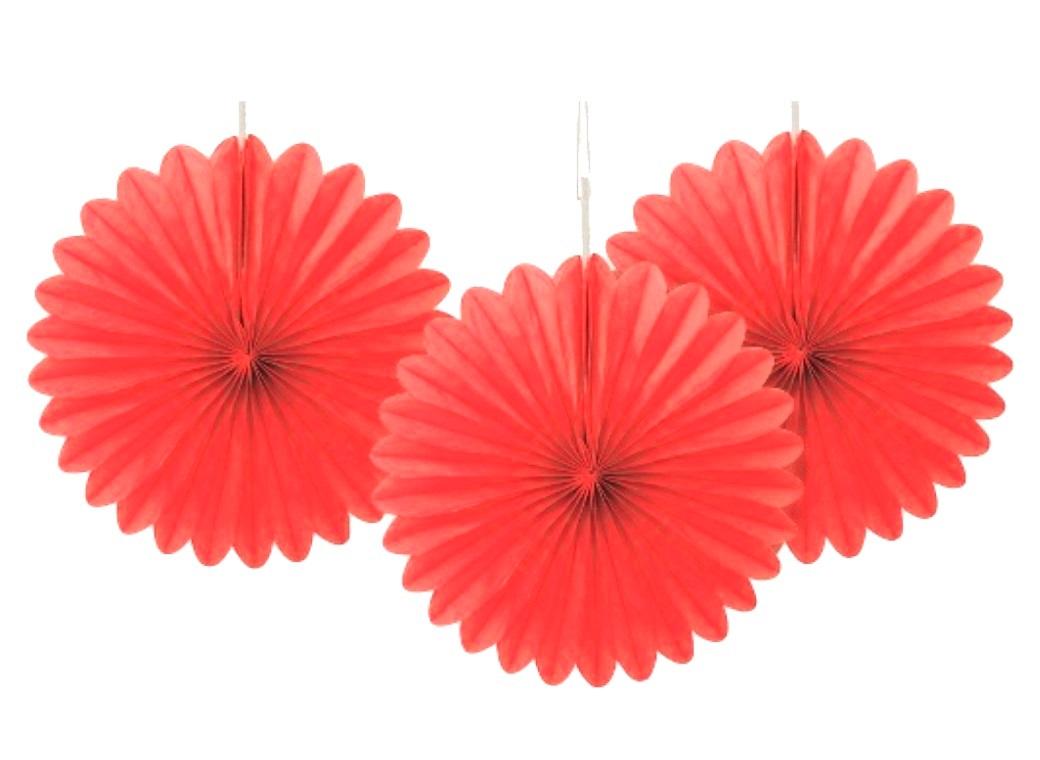 3 Pack Tissue Fans - Red