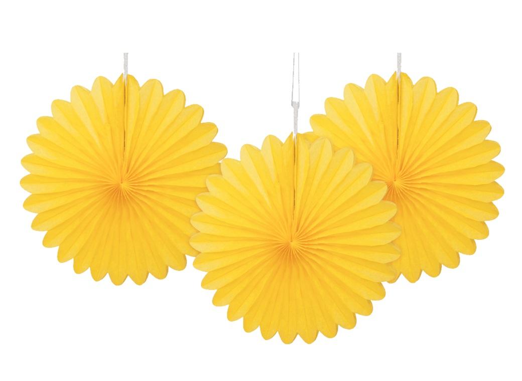 3 Pack Tissue Fans - Yellow